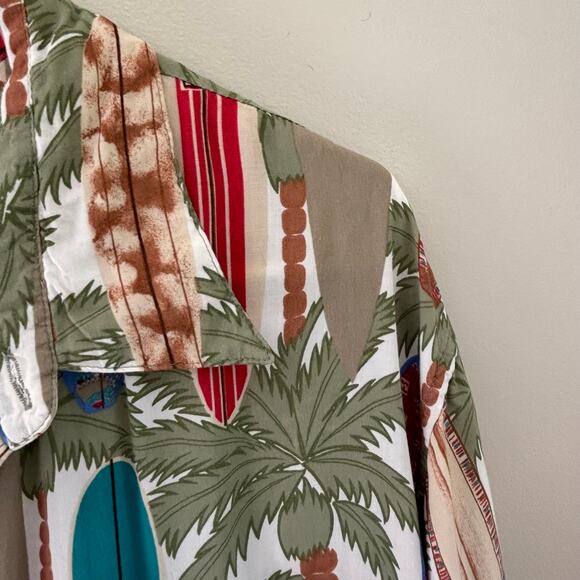 Vintage Reyn Spooner Spun Rayon Surfboard Palm Tree Hawaiian Shirt XXL - Picture 3 of 7